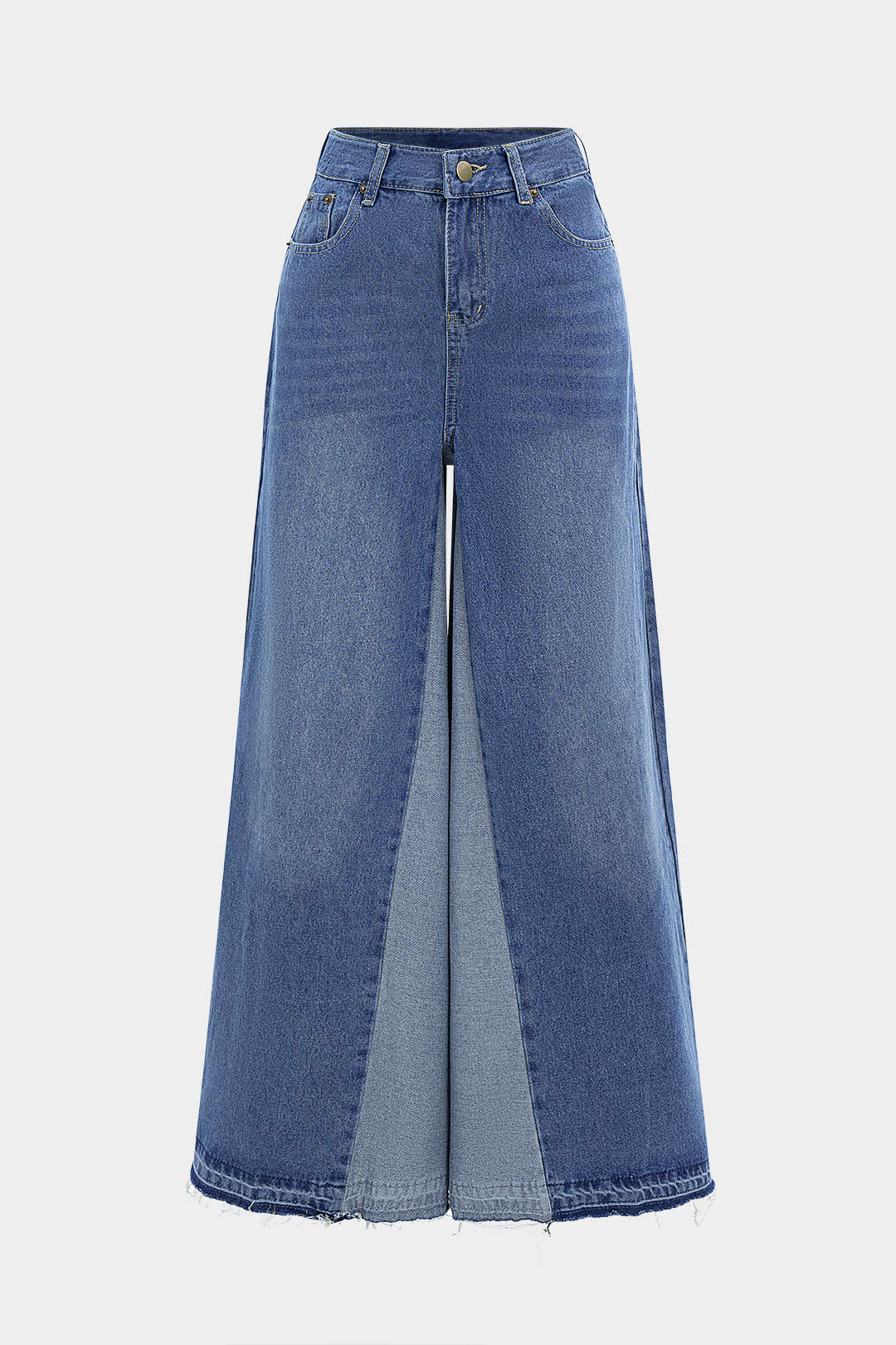 Denim Contrast Wide Leg Jeans - Flockneti