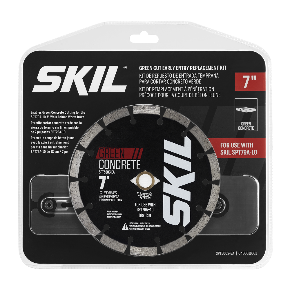 SKIL Stainless Steel Compression Skid Plate with Anti-spalling Slot 7″ Segmented Green Cutting Concrete Blade - Flockneti