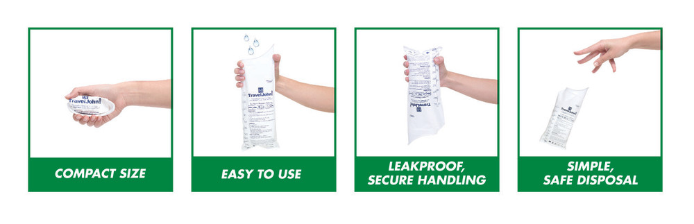 Travel John Non-Toxic Odorless Unisex Deluxe Disposable Urinal Bag – 18/Pack - Flockneti