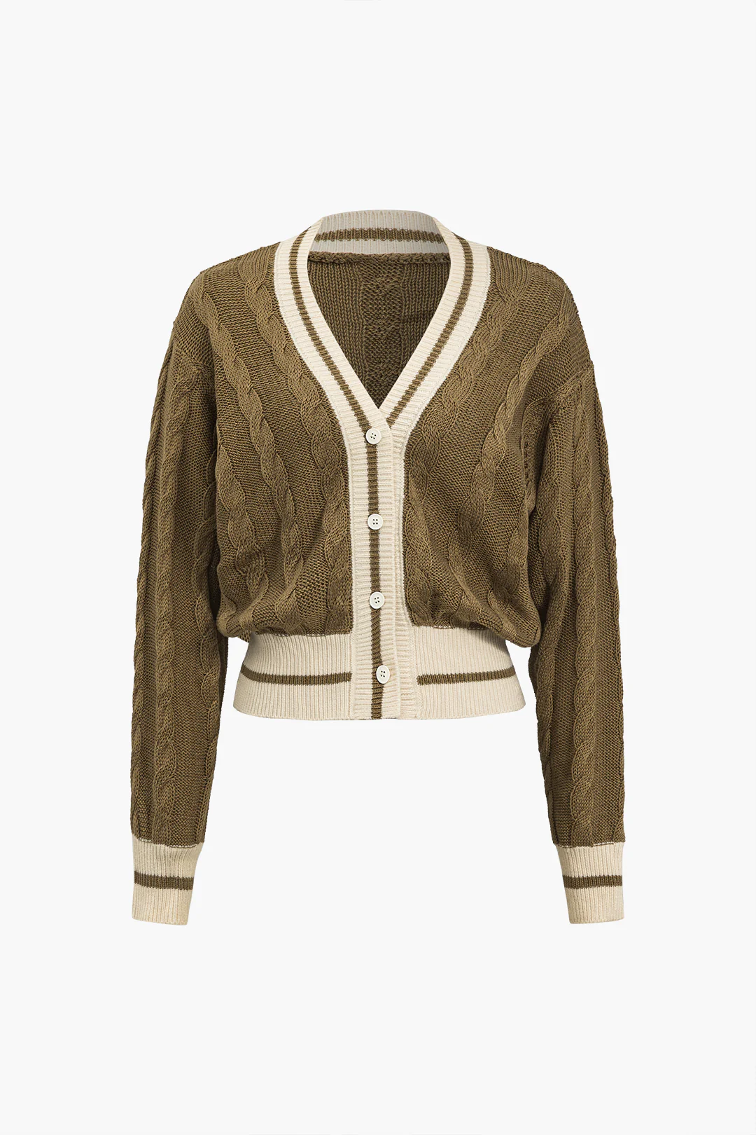 Color Block Print Button Sweater Cardigan - Flockneti