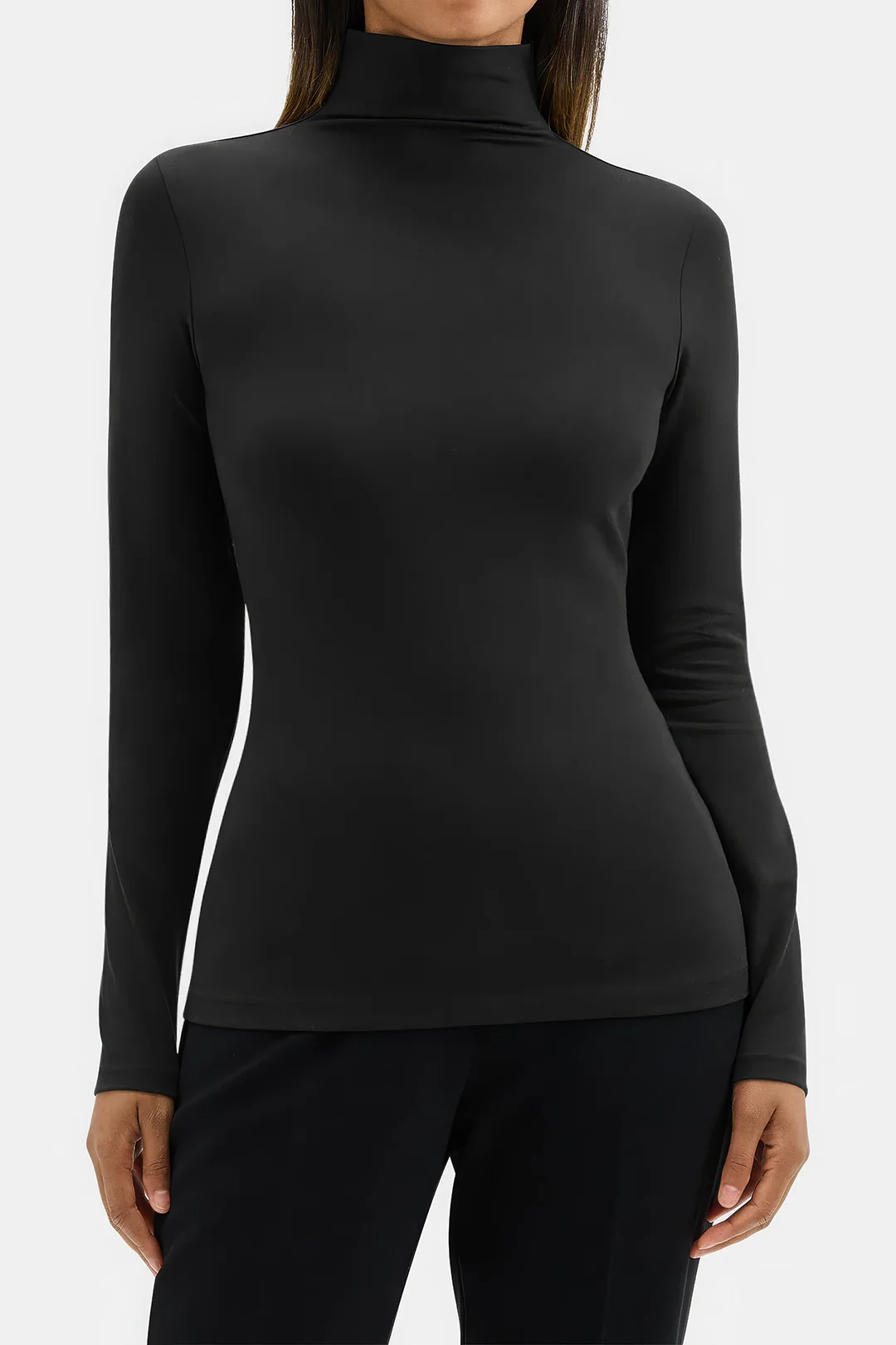 Ruched Mock Neck Long-Sleeve Top - Flockneti