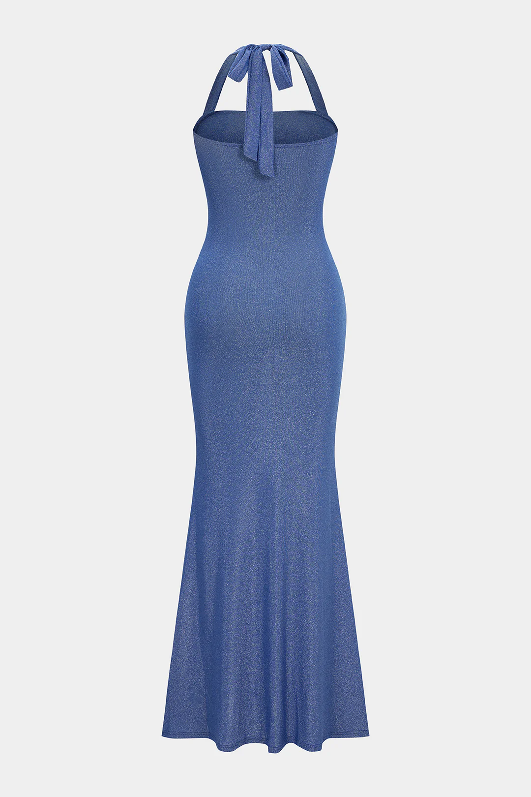 Textured Halter Tie Back Backless Sleeveless Maxi Dress - Flockneti