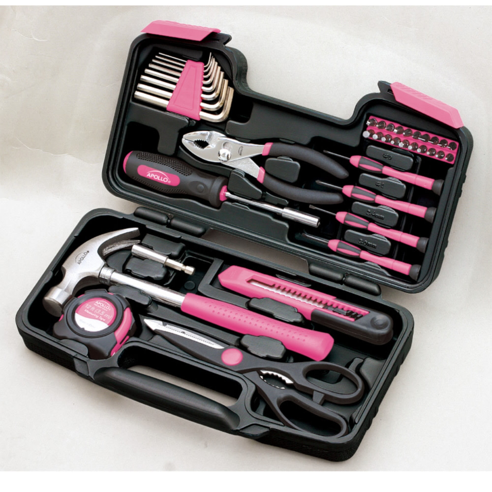 Apollo Precision Tools 39 Piece General Tool Set – Pink - Flockneti