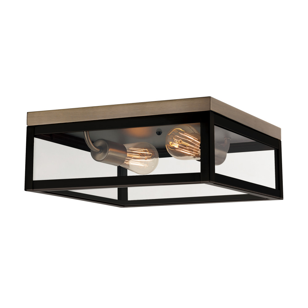 Globe Electric Verona Flush Mount Light Panes 2 Light Dark Bronze - Flockneti