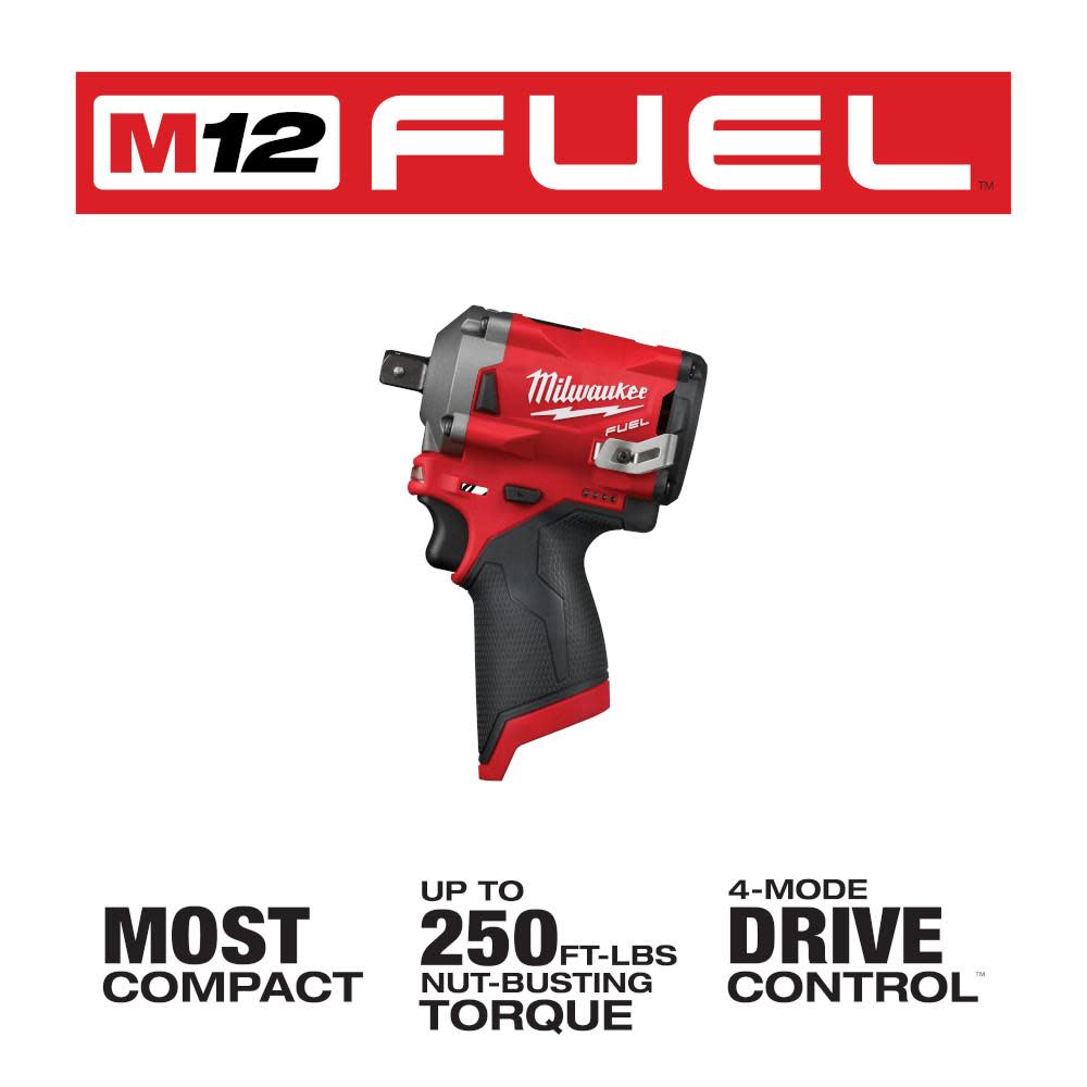 Milwaukee M12 FUEL Stubby 1/2″ Pin Impact Wrench Reconditioned - Flockneti