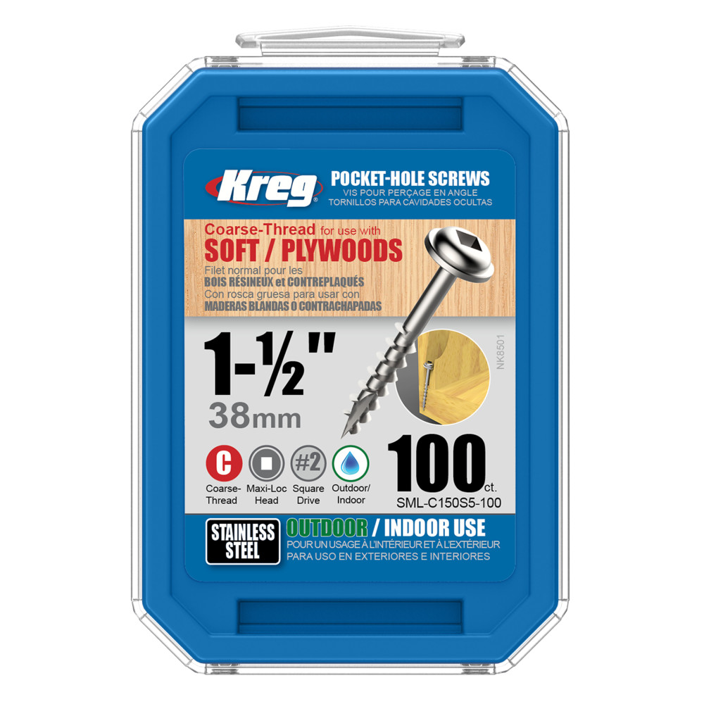 Kreg 1-1/2″ #8 CRS WH SS Pocket Screw – 100ct - Flockneti
