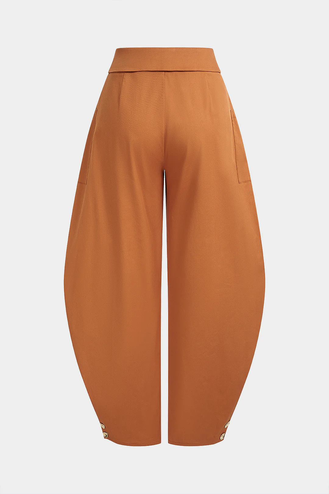 Solid Pocket Button Wide Leg Pants - Flockneti