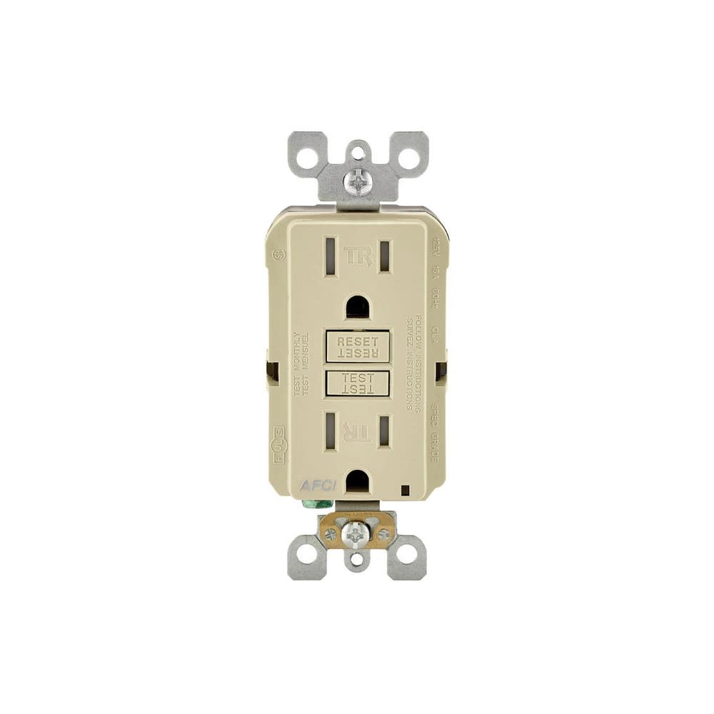 Leviton SmartlockPro AFCI Outlet 15A 120V Ivory NEMA 5-15R - Flockneti
