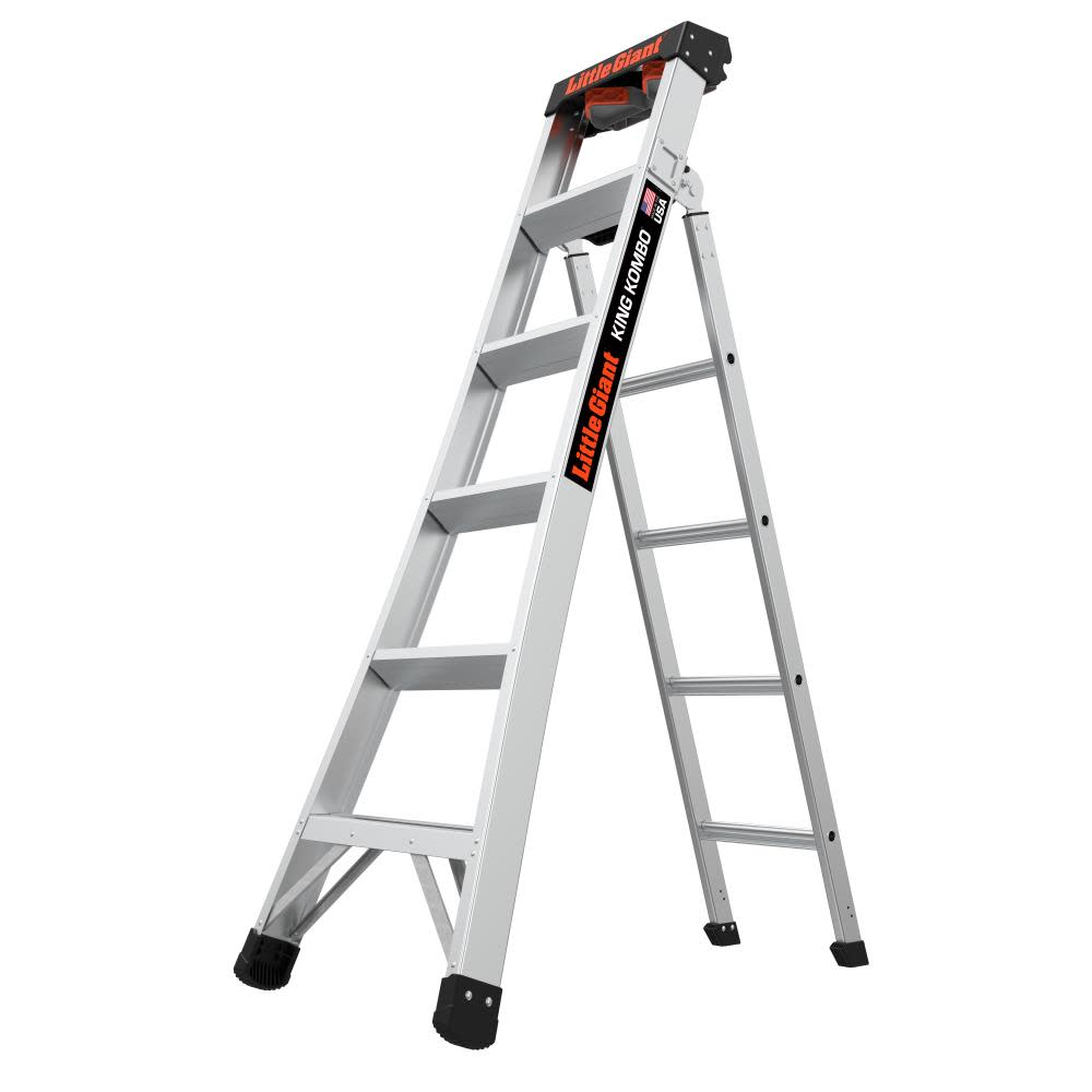 Little Giant Safety King Kombo Professional 6′ ANSI Type IA 300 lb Aluminum 3-in-1 All-Access Combination Ladder - Flockneti
