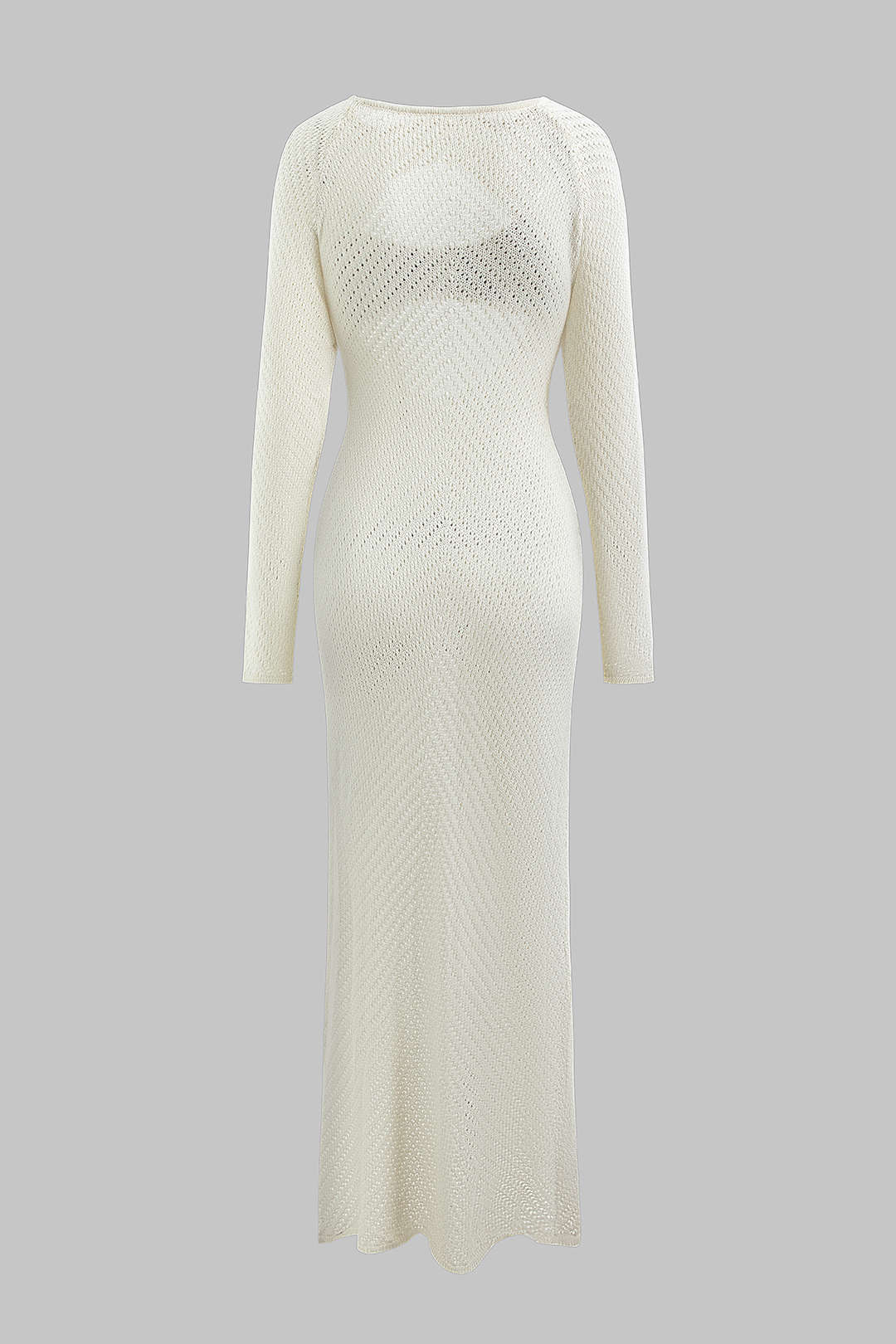 Knit Contrast Cut Out Slit Long Sleeve Dress - Flockneti