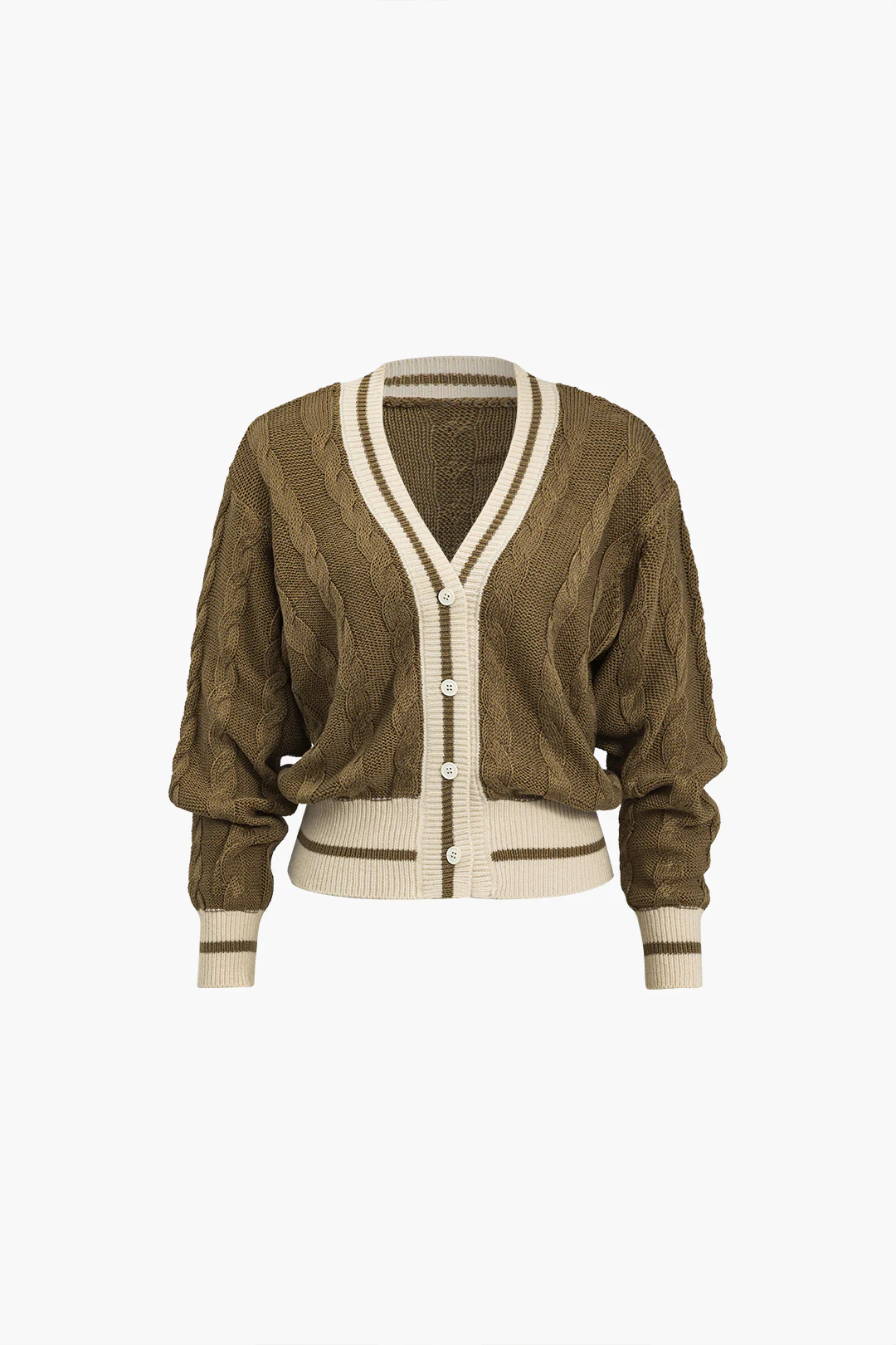 Color Block Print Button Sweater Cardigan - Flockneti