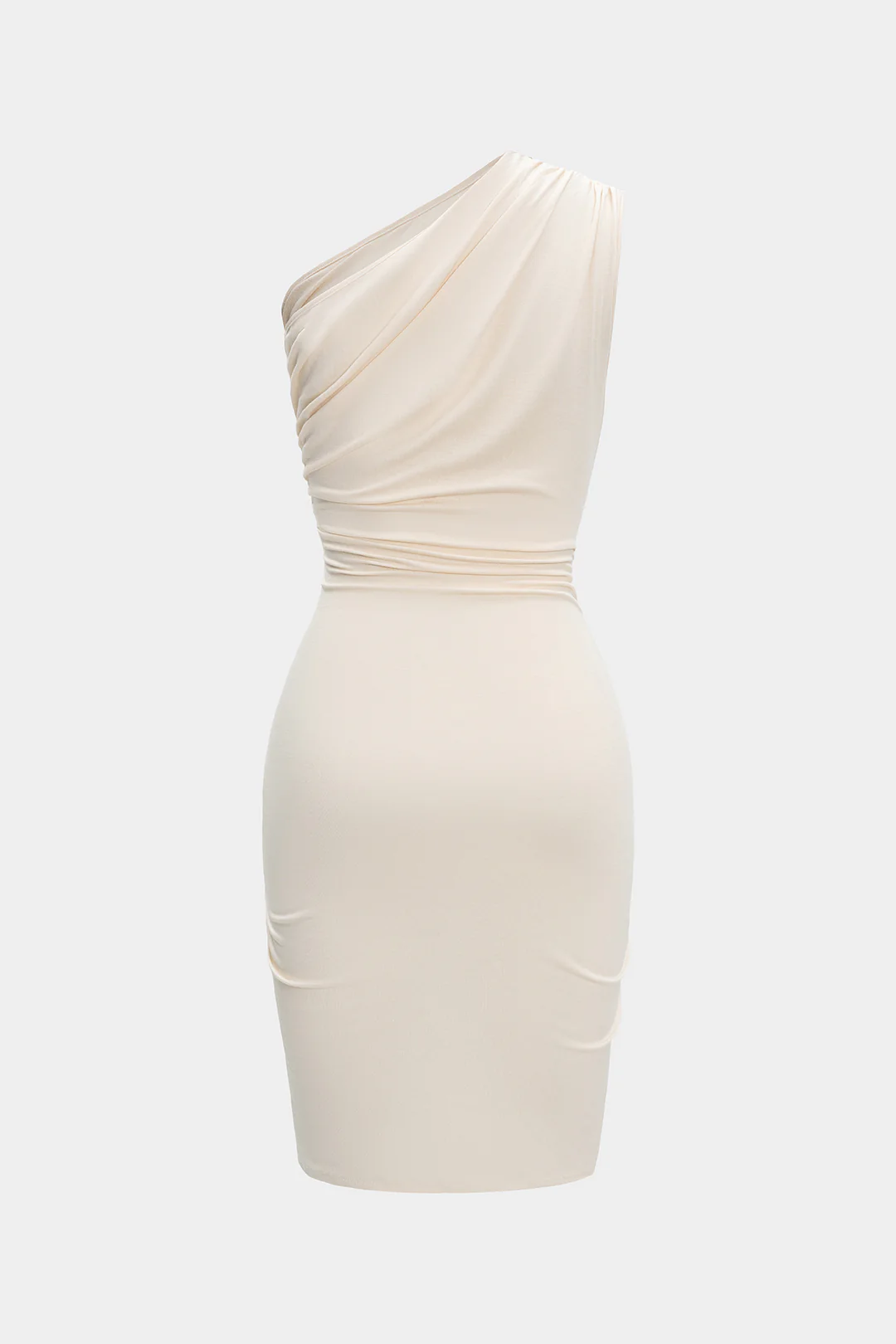 Ruched Asymmetrical Cut Out Midi Dress - Flockneti