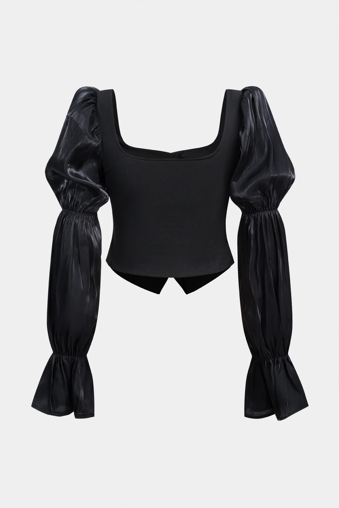 Satin Patchwork Metallic Button Long-Sleeve Shirt - Flockneti