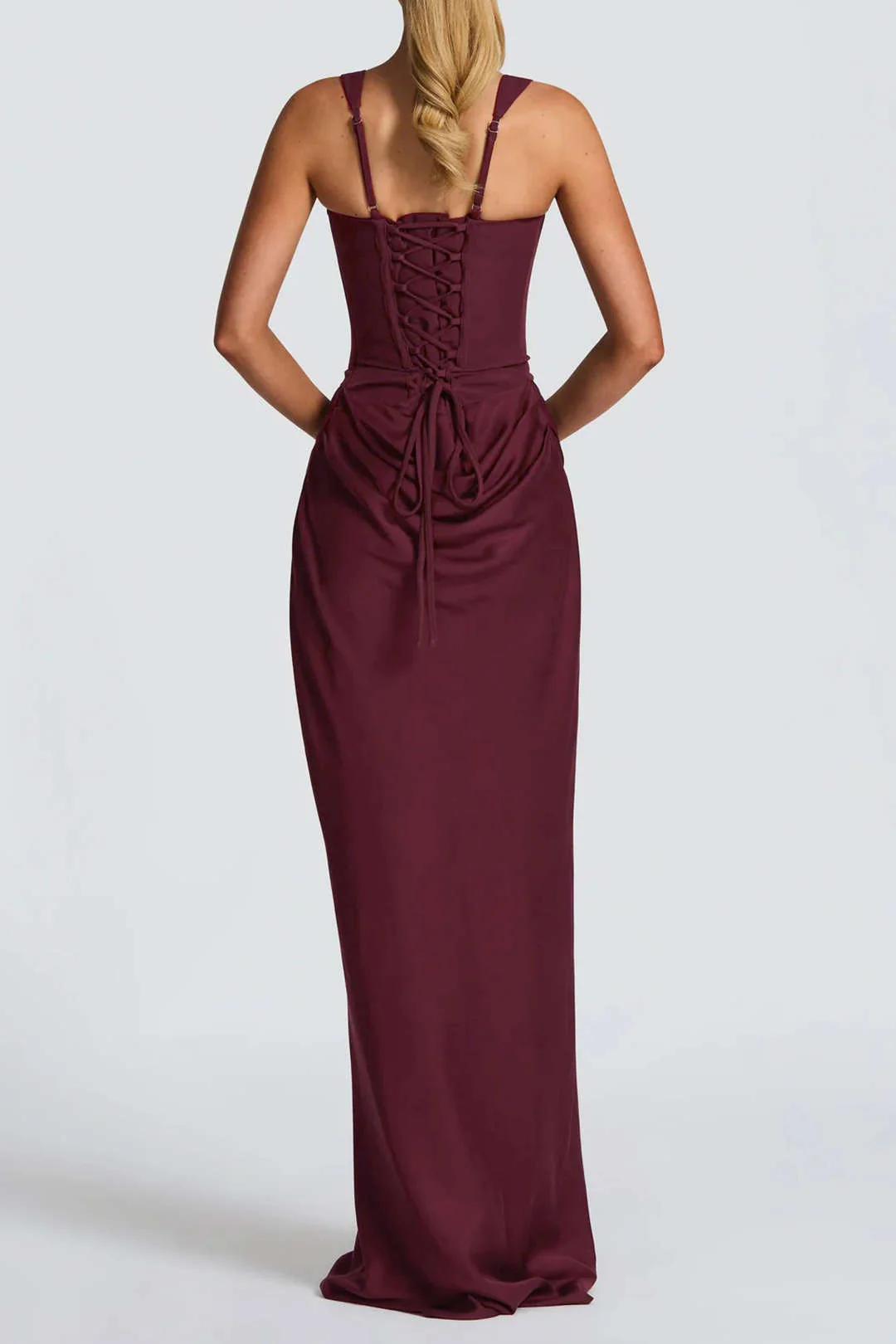 Tie Back Ruched Sleeveless Maxi Dress - Flockneti