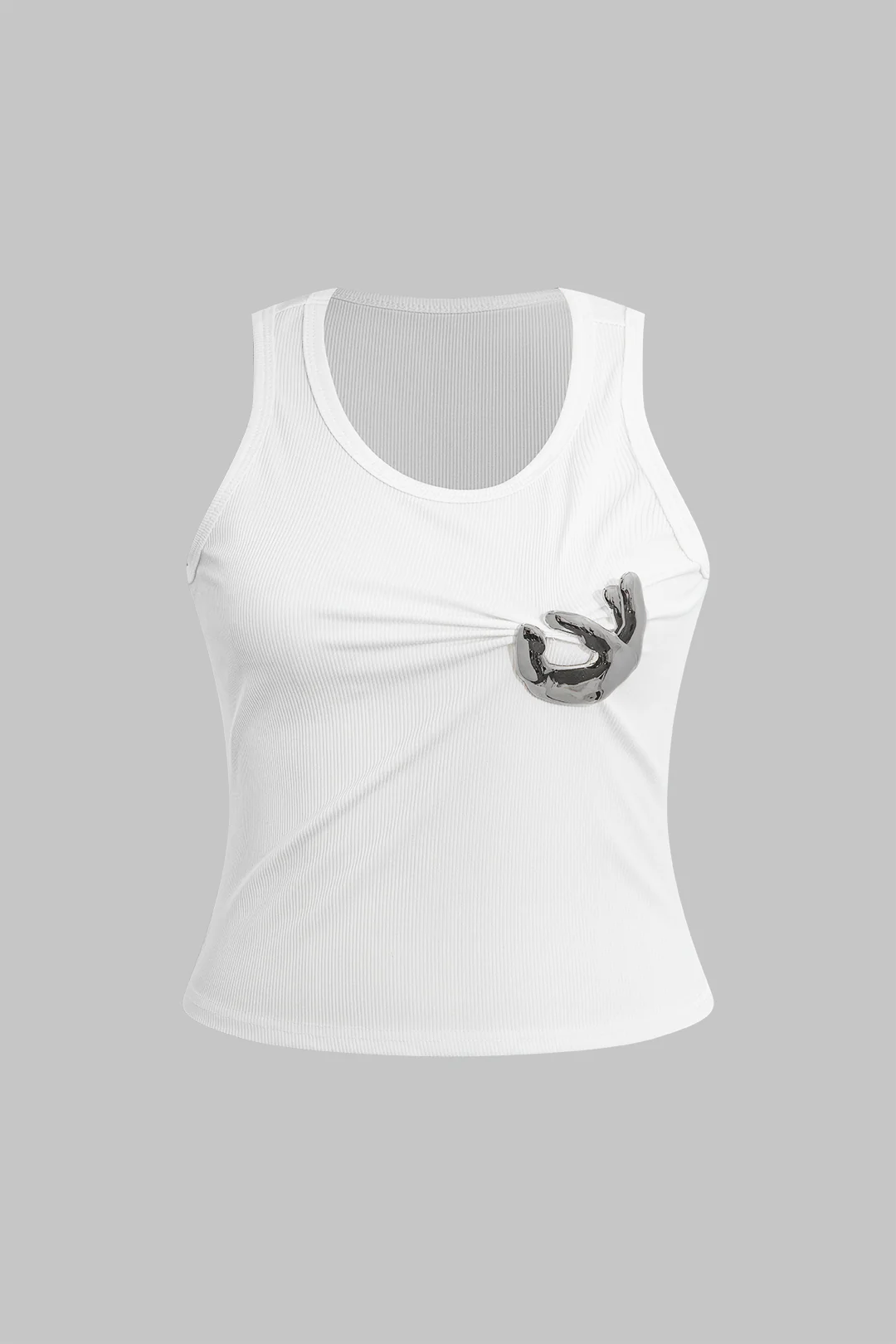 Plus Size Knot Metallic Detail Twist Tank Top - Flockneti