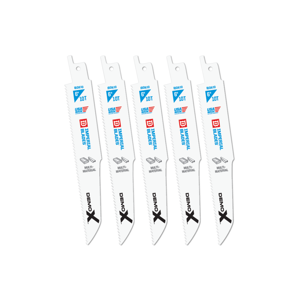 Imperial Blades Demolition 6″ 10 TPI Multi-Material Reciprocating Blade 5PC - Flockneti
