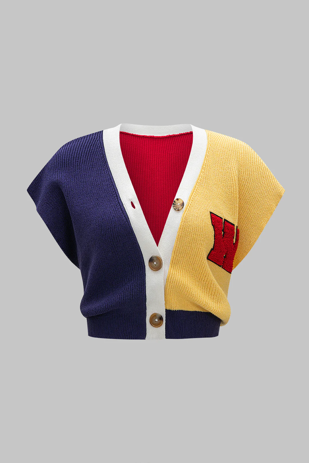 Knit Button Contrast Tank Top - Flockneti