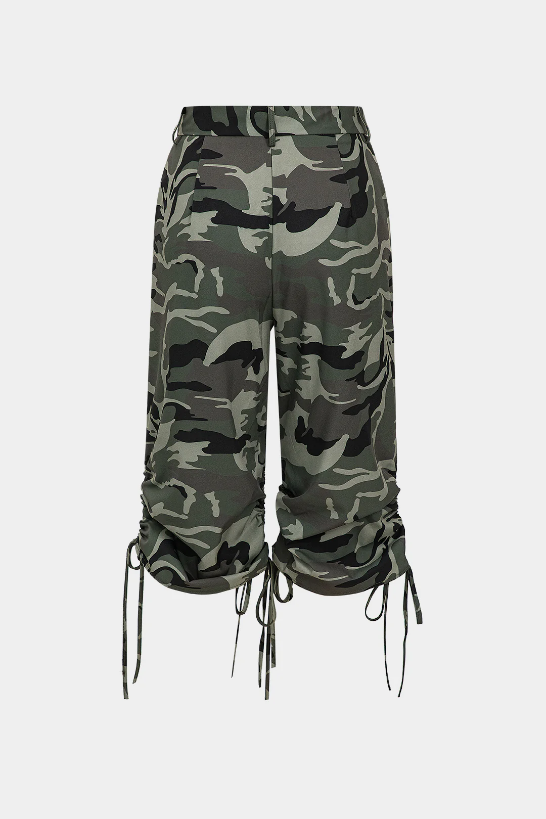 Camo Print Drawstring High Waist Pants - Flockneti
