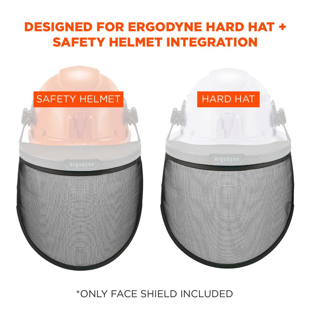 Ergodyne Black Mesh Face Shield Replacement for Hard Hat & Safety Helmet - Flockneti