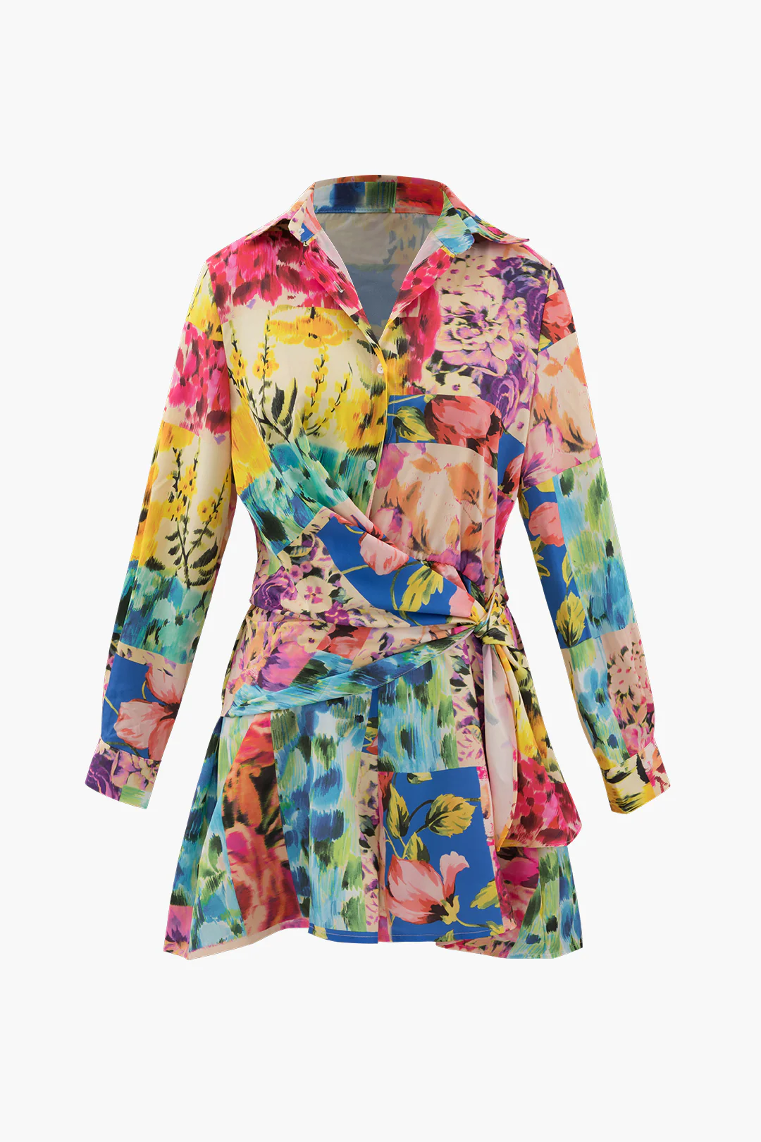 Floral Print Ruched Long Sleeve Bodysuit - Flockneti