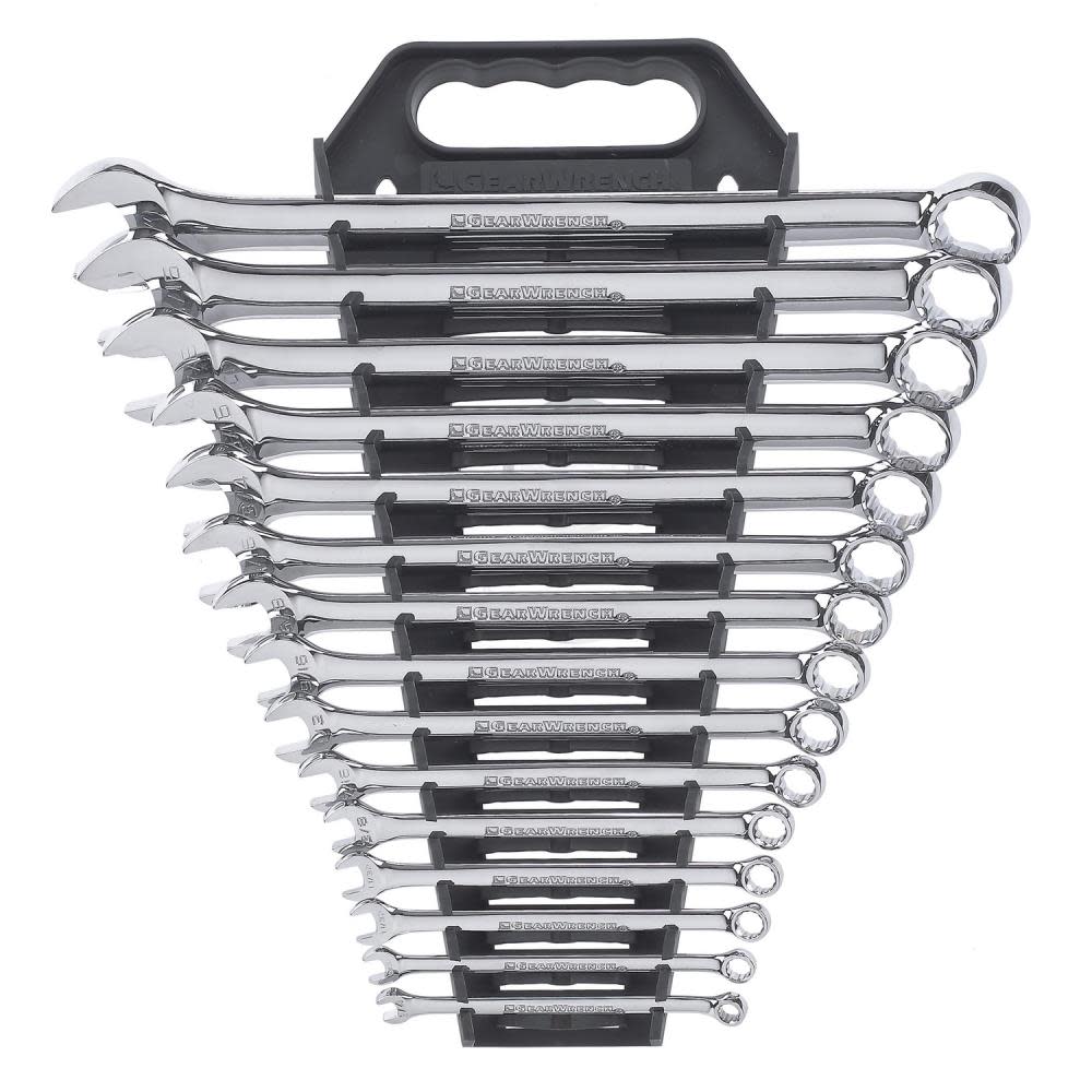 GEARWRENCH Combination Wrench Set 15 pc. 12 Point SAE Long Pattern - Flockneti