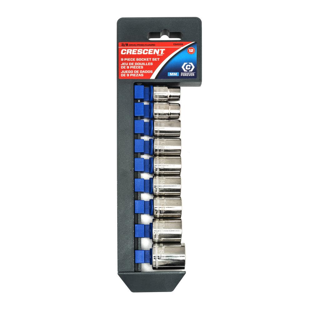 Crescent 9 Pc 3/8 In. Drive 12 Point Metric Socket Set - Flockneti