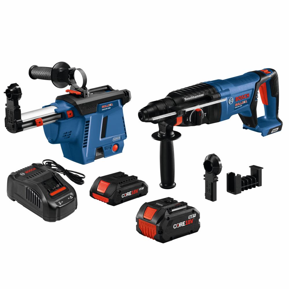 Bosch 18V Bulldog 1″ Rotary Hammer Kit with Mobile Dust Extractor - Flockneti