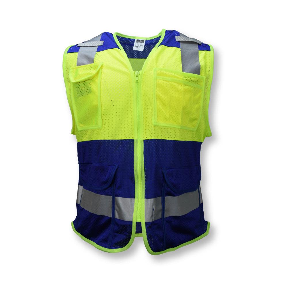 Radians Safety Vest Custom Color Blocking Type O Class 1 Blue 3X - Flockneti