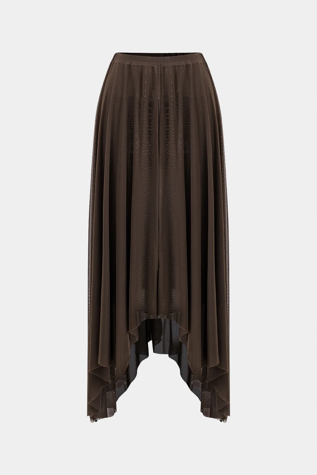 Mesh Pleated Asymmetrical Skirt - Flockneti