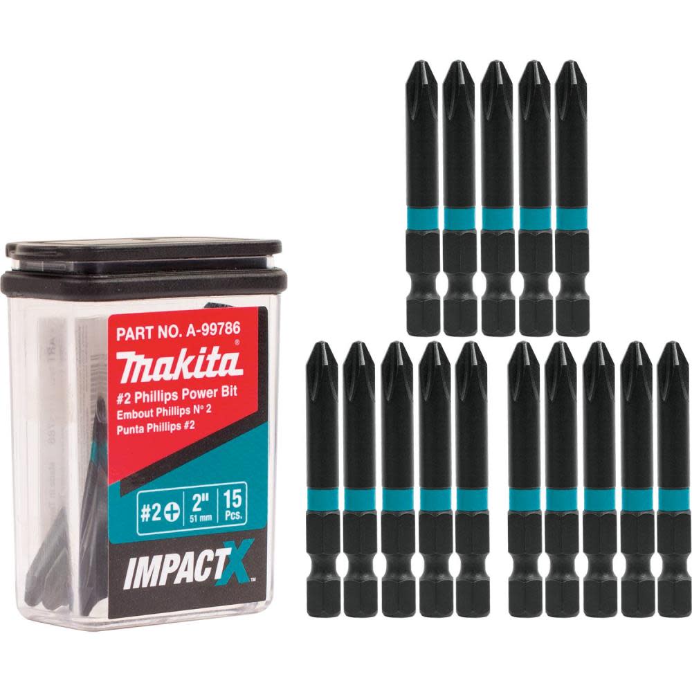 Makita Impact X #2 Phillips 2 Power Bit 15/pk - Flockneti