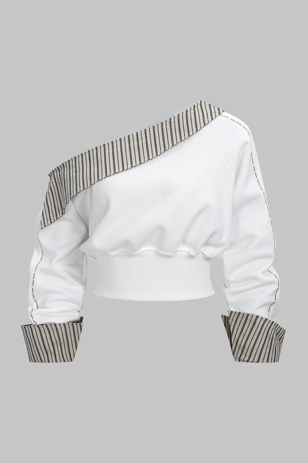 One Shoulder Patchwork Sweatshirt - Flockneti