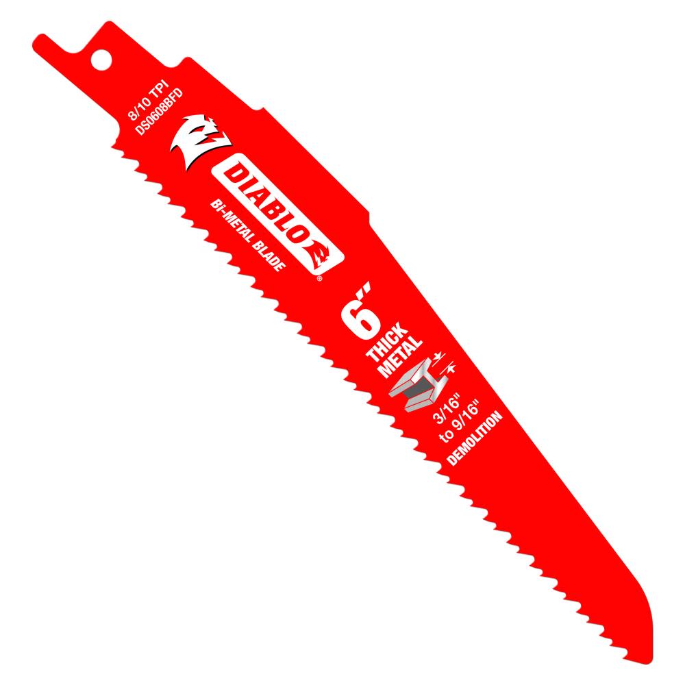 Diablo Tools 6″ Bi-Metal Recip Blade for Thick Metal/Demolition 3/16″ to 9/16″ 5pc - Flockneti