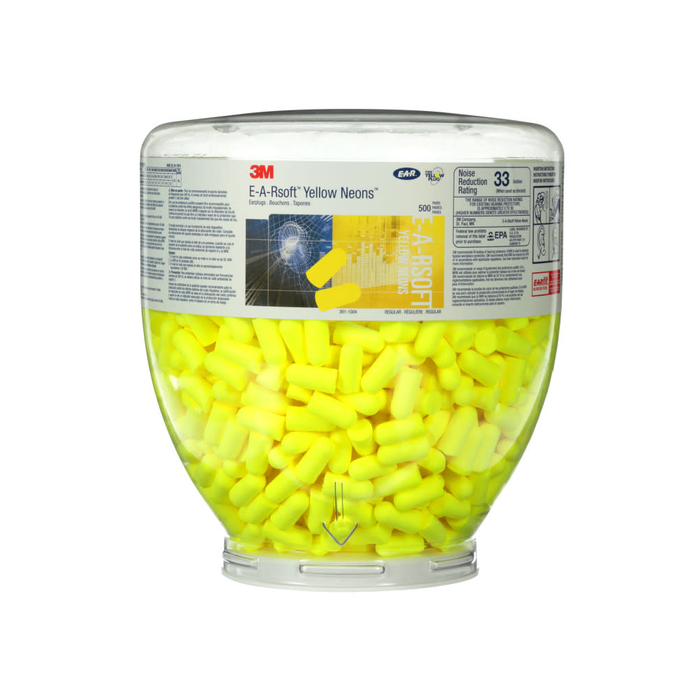 3M E-A-Rsoft Yellow Neons One Touch Refill Earplugs 391-1004 Uncorded Regular Size - Flockneti