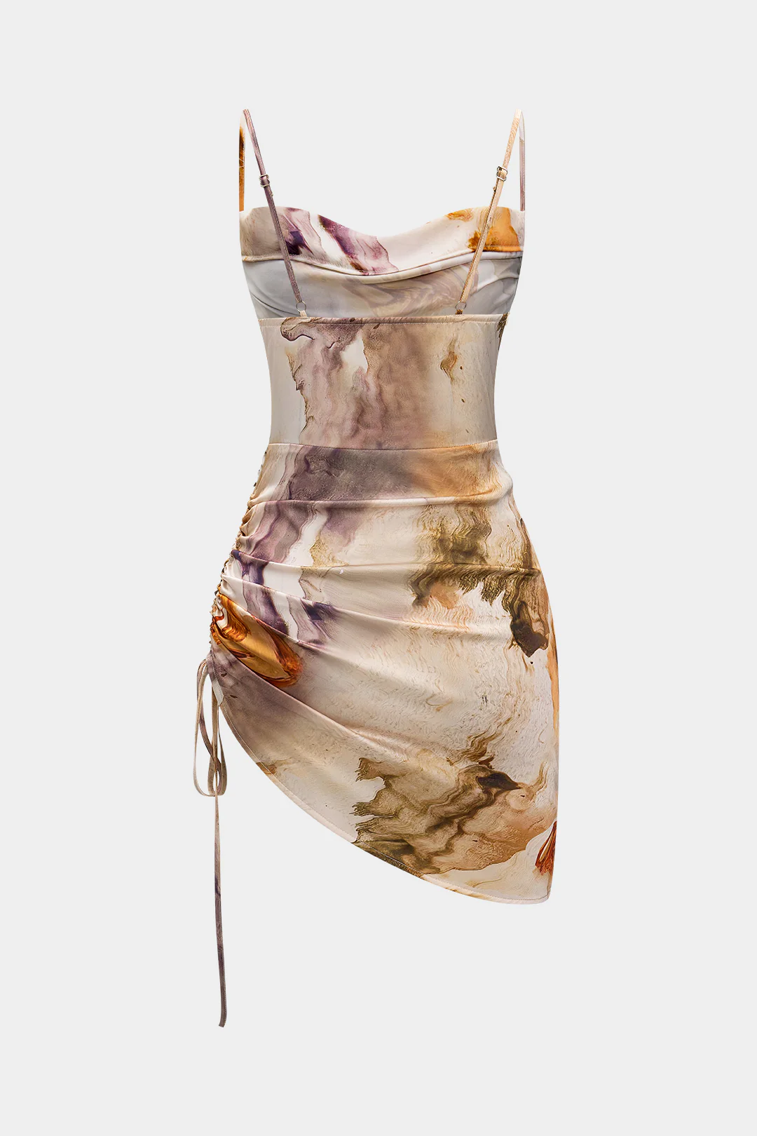 Watercolor Print Ruched Sleeveless Mini Dress - Flockneti