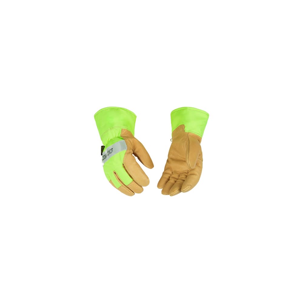 Kinco Hi-Vis Green Grain Pigskin Palm Glove - Flockneti