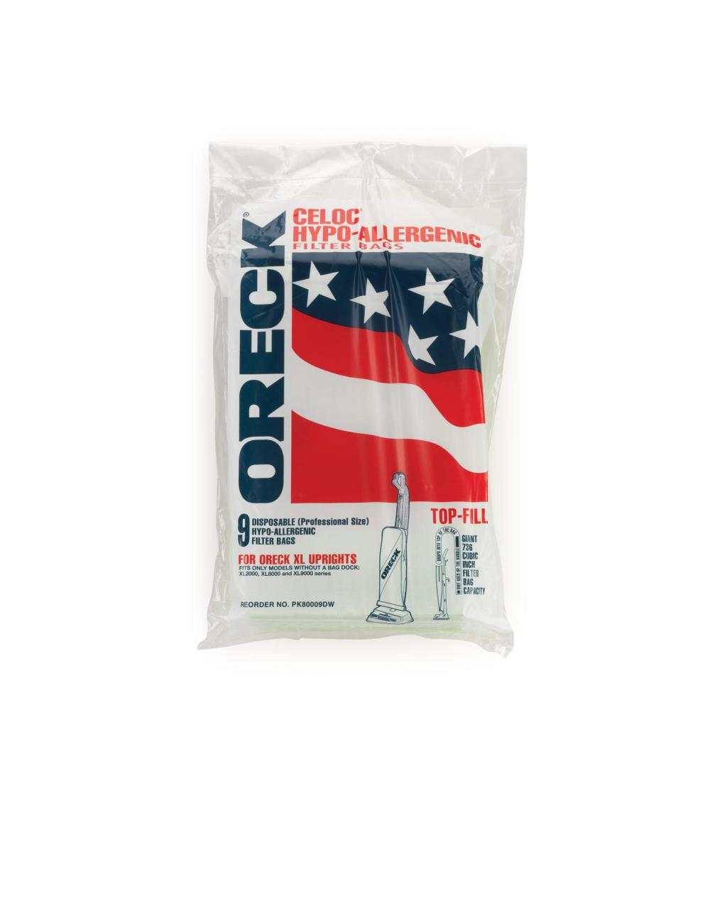 Oreck Hypo Allergenic Upright Bag – 9 Pack - Flockneti