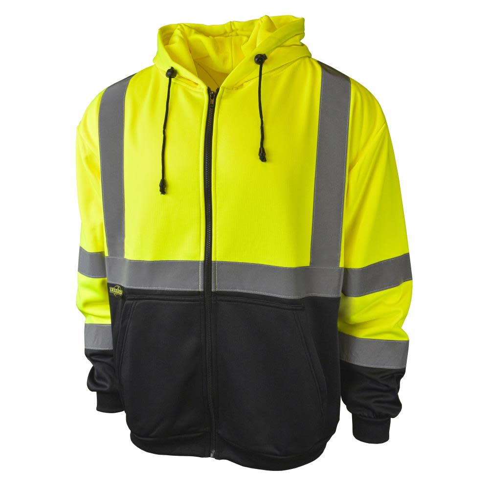 Radians RADWEAR Class 3 Yellow Blocked Zippered Hooded Sweatshirt – Large - Flockneti