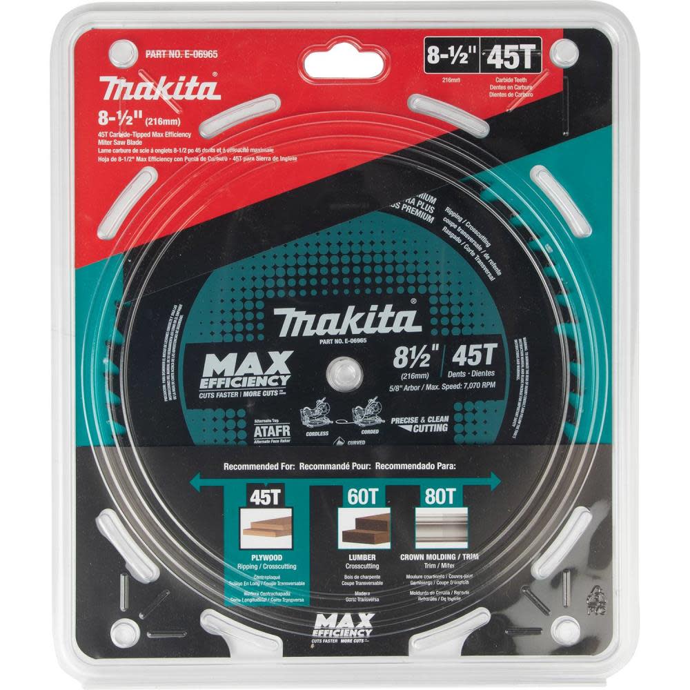 Makita Max Efficiency Miter Saw Blade 8 1/2″ 45 Tooth Thin Kerf - Flockneti