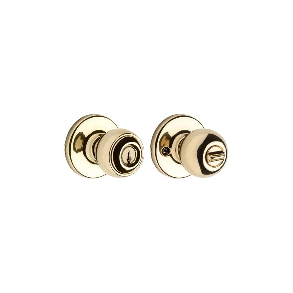 Kwikset Polished Brass Security Keyed Entry Exterior Polo Lockset Knob - Flockneti