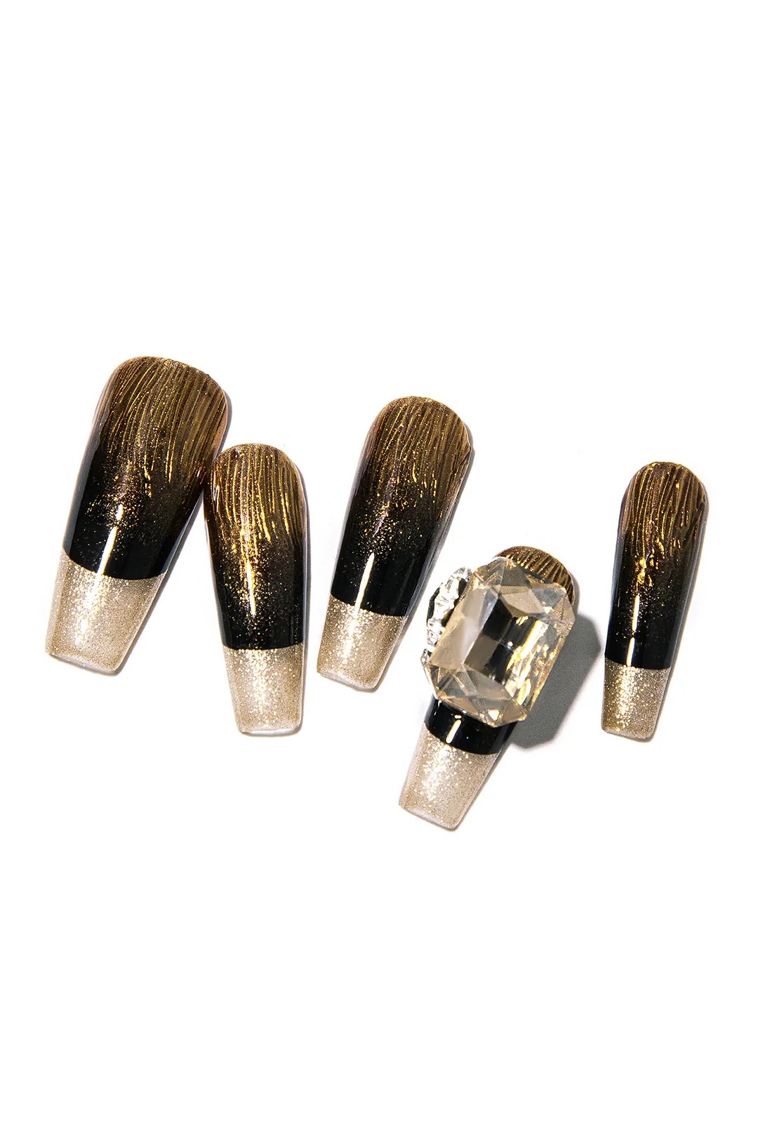 Ombre Sequins Rhinestone Press-On Nails - Flockneti