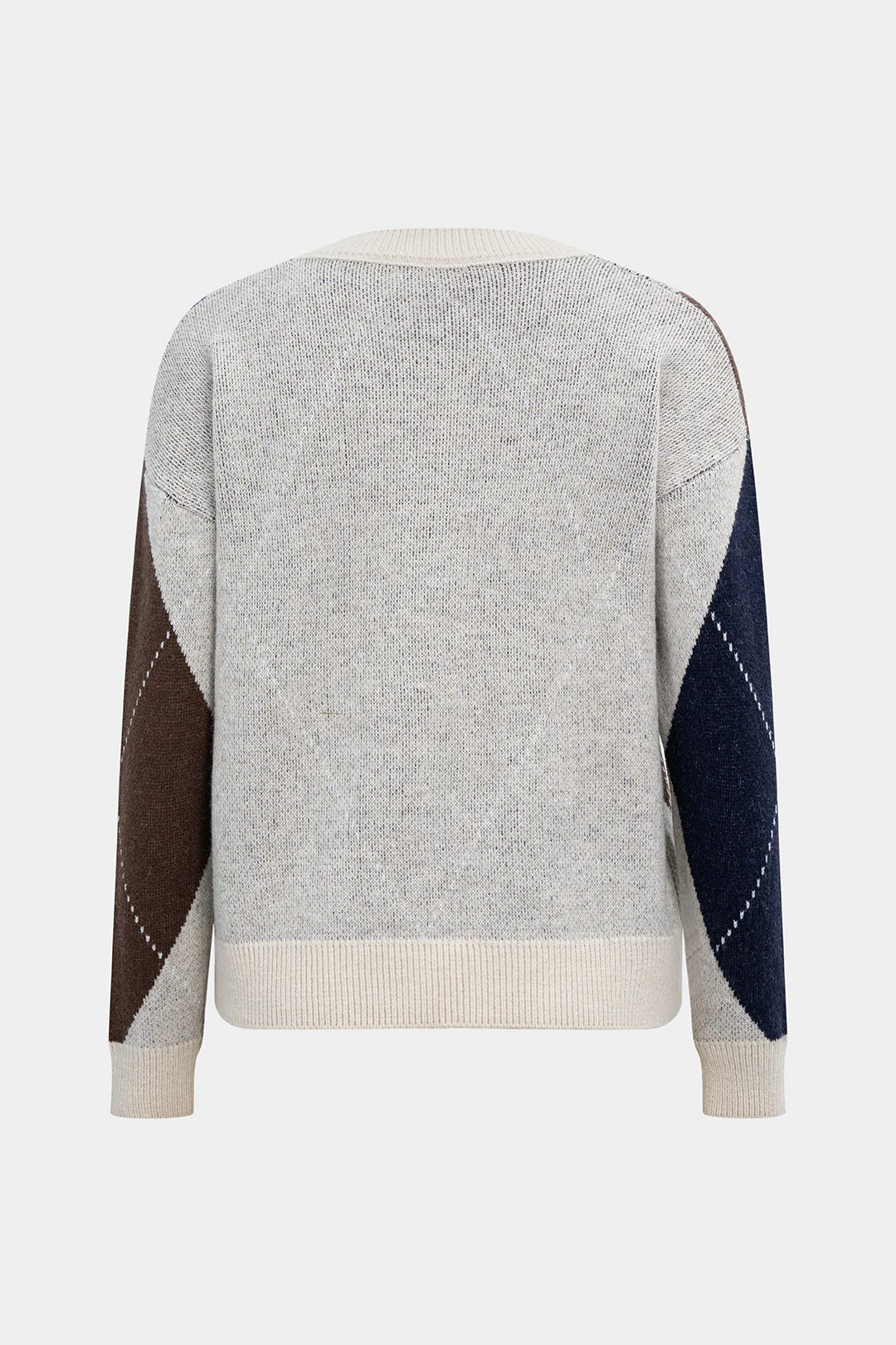 Contrast Print Knit Long-Sleeve Top - Flockneti