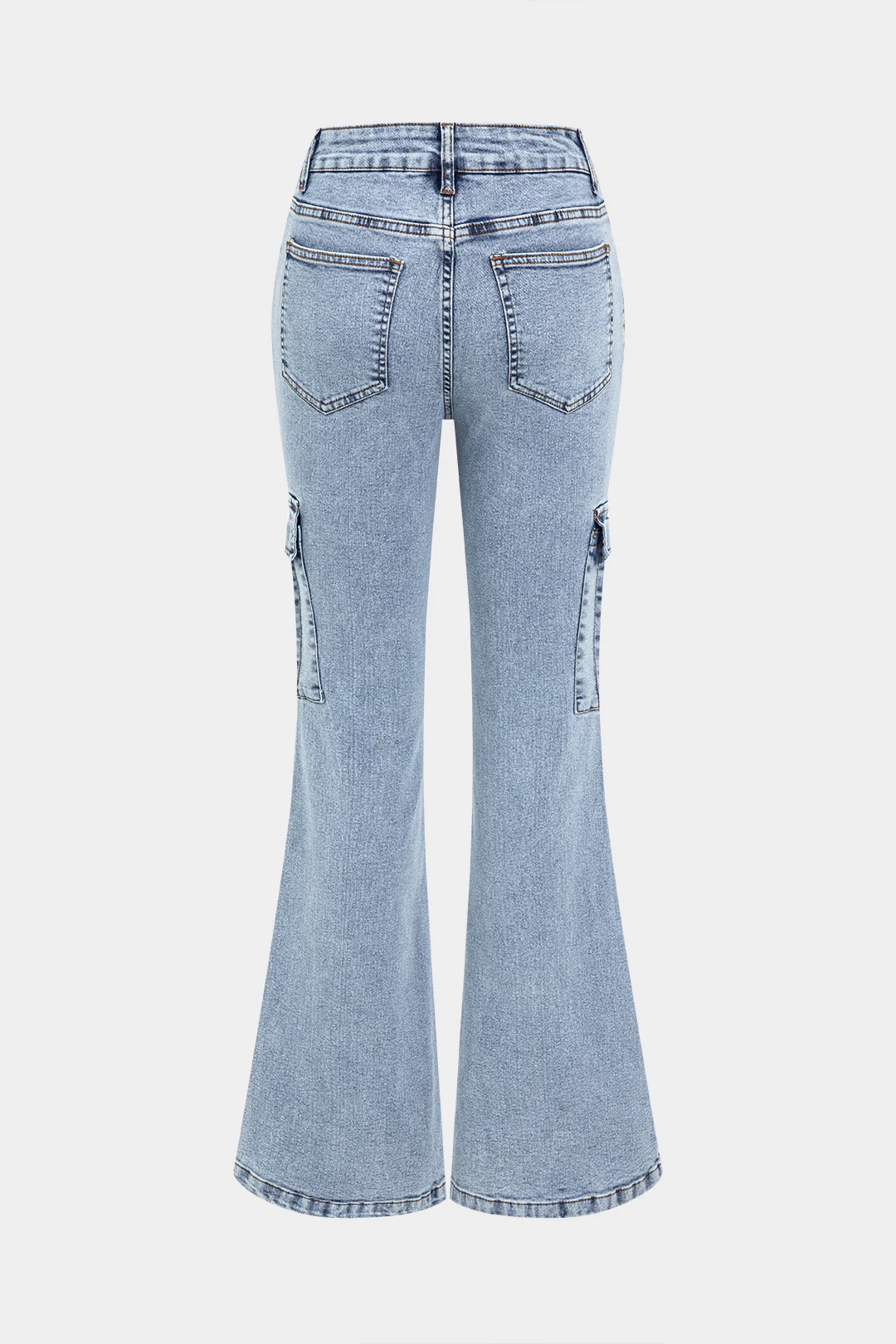 Denim High Waist Pocket Flared Jeans - Flockneti