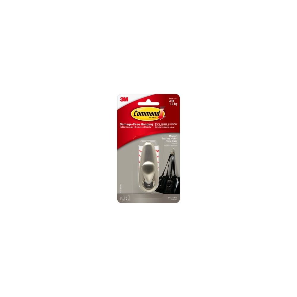 3M Medium Forever Classic Brushed Nickel Metallic Hook - Flockneti