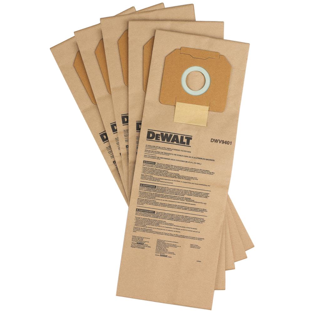 DEWALT Paper Dust Bag (5 Pack) - Flockneti