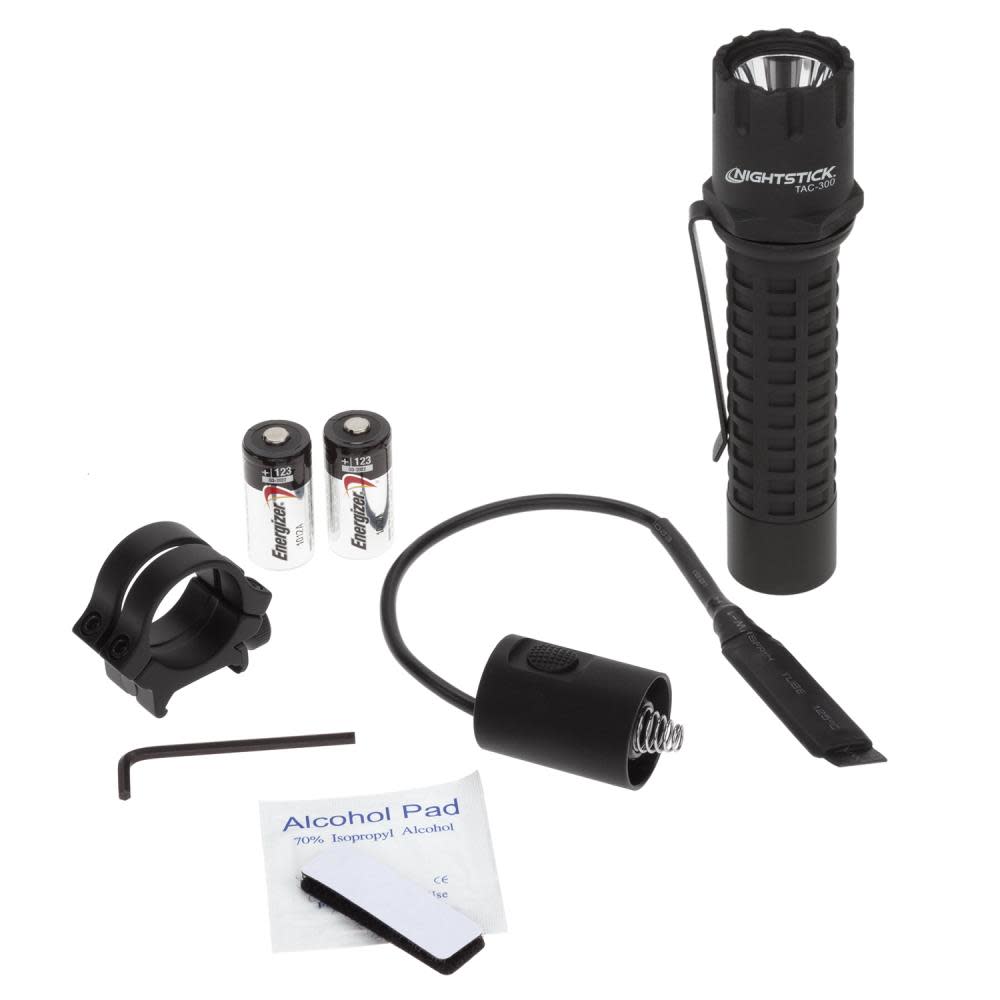 Nightstick TAC-300B-K01 Polymer Tactical Flashlight with Long Gun Mount Kit - Flockneti