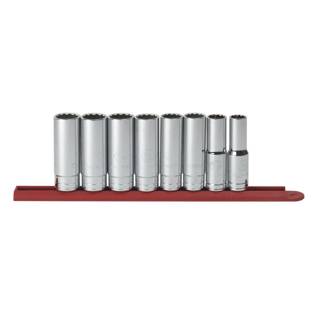 GEARWRENCH 8 pc 1/2 Drive 12 Point Deep SAE Socket Set - Flockneti