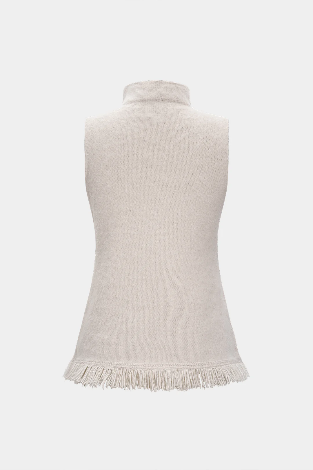 Mock Neck Fringe Hem Tank Top - Flockneti
