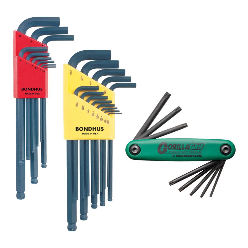 Bondhus Ball End Tip Hex Key L Wrench 3pk - Flockneti
