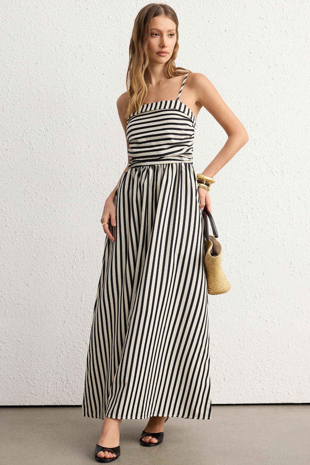 Striped Pocket Sleeveless Maxi Dress - Flockneti