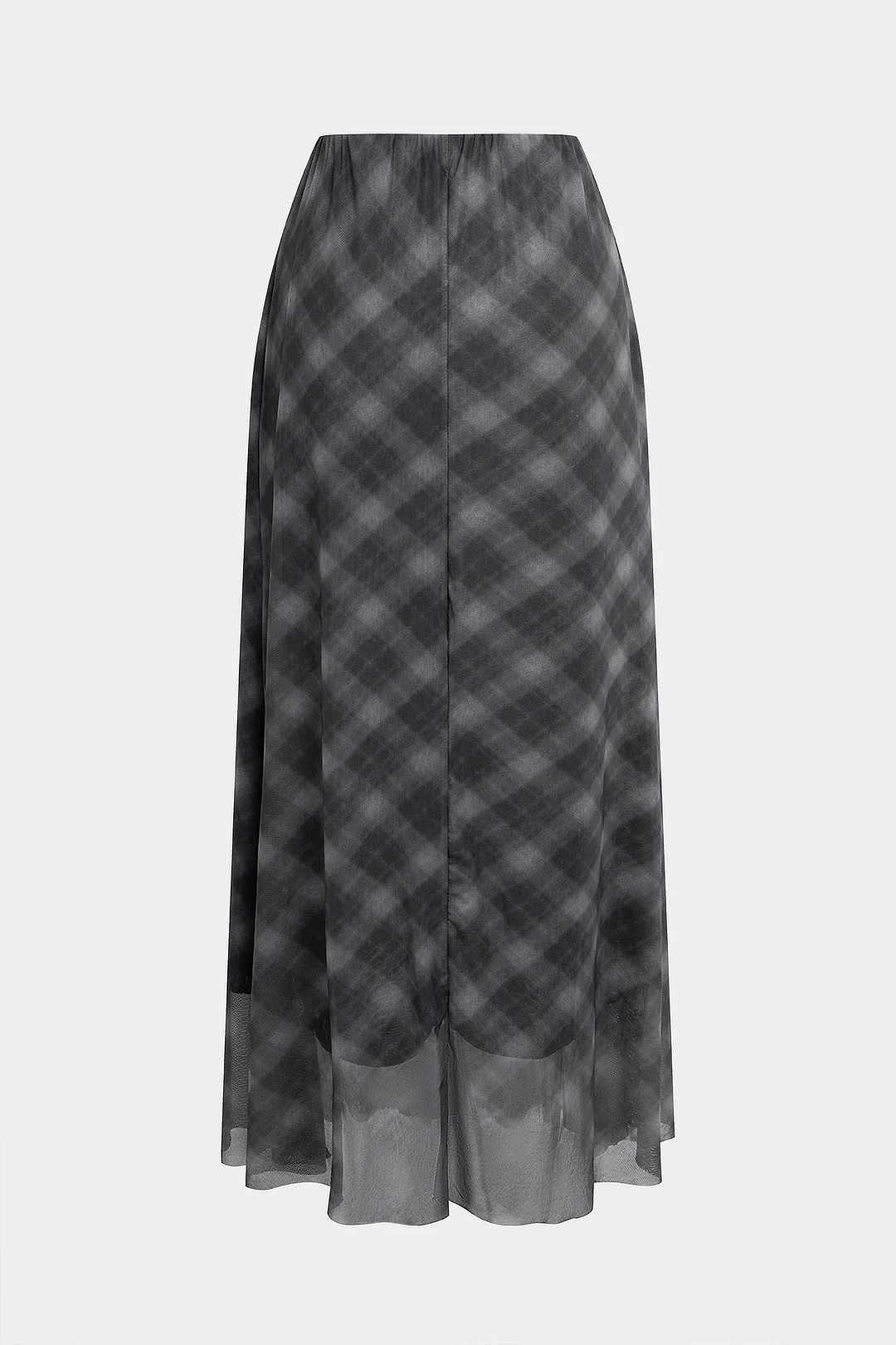 Plaid Print Sheer Mesh High Waist Skirt - Flockneti